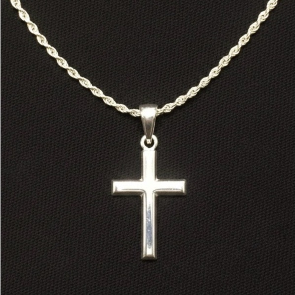 Silver Rope Chain 2mm and Cross .925 Italy Stamped